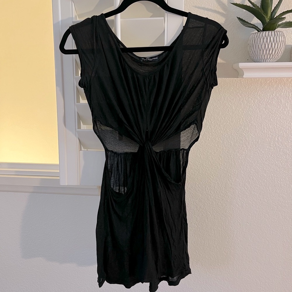Brandy Melville black cutout sheer short sleeve mini dress